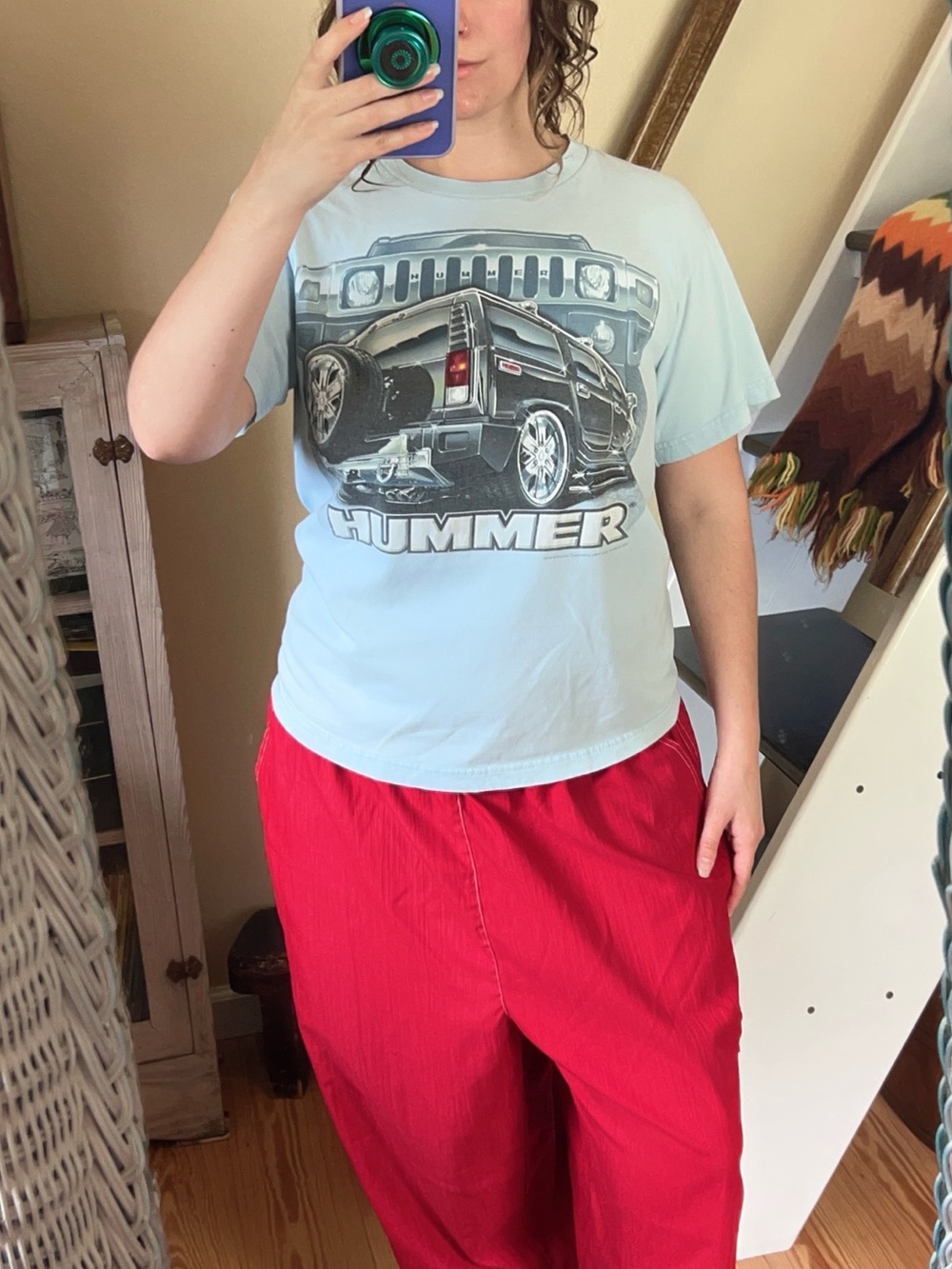 Vintage Y2K Hummer Graphic Baby Tee Shirt Blue Streetwear soft grunge Skater